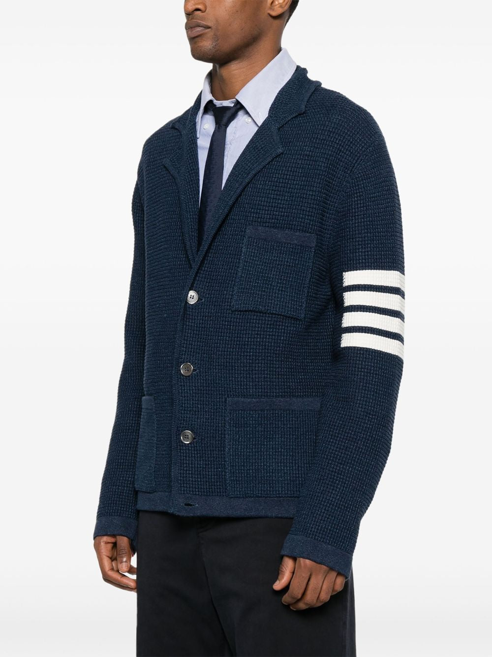 THOM BROWNE Notched Lapels Drop Shoulder Cardigan