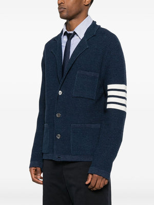 THOM BROWNE Notched Lapels Drop Shoulder Cardigan