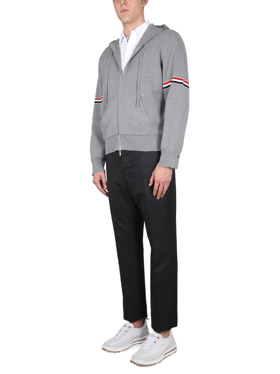 THOM BROWNE Men's Drawstring Hoodie with Zipper