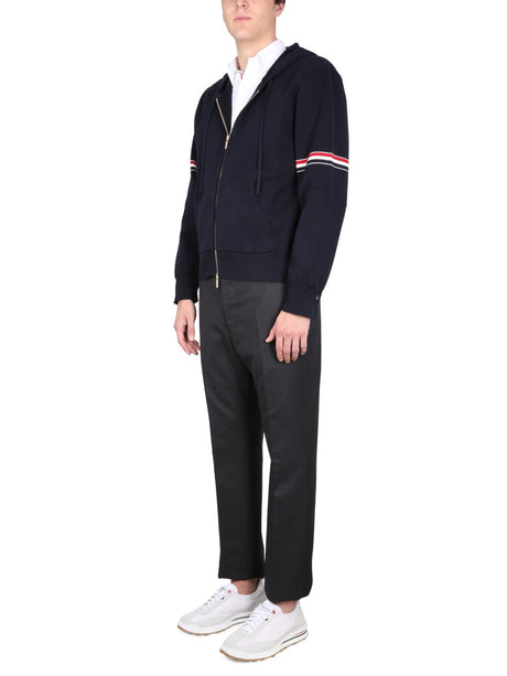 THOM BROWNE Men's Drawstring Hoodie with Zipper