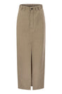 BRUNELLO CUCINELLI Chino Skirt with Garment-Dyed Cotton-Linen Blend