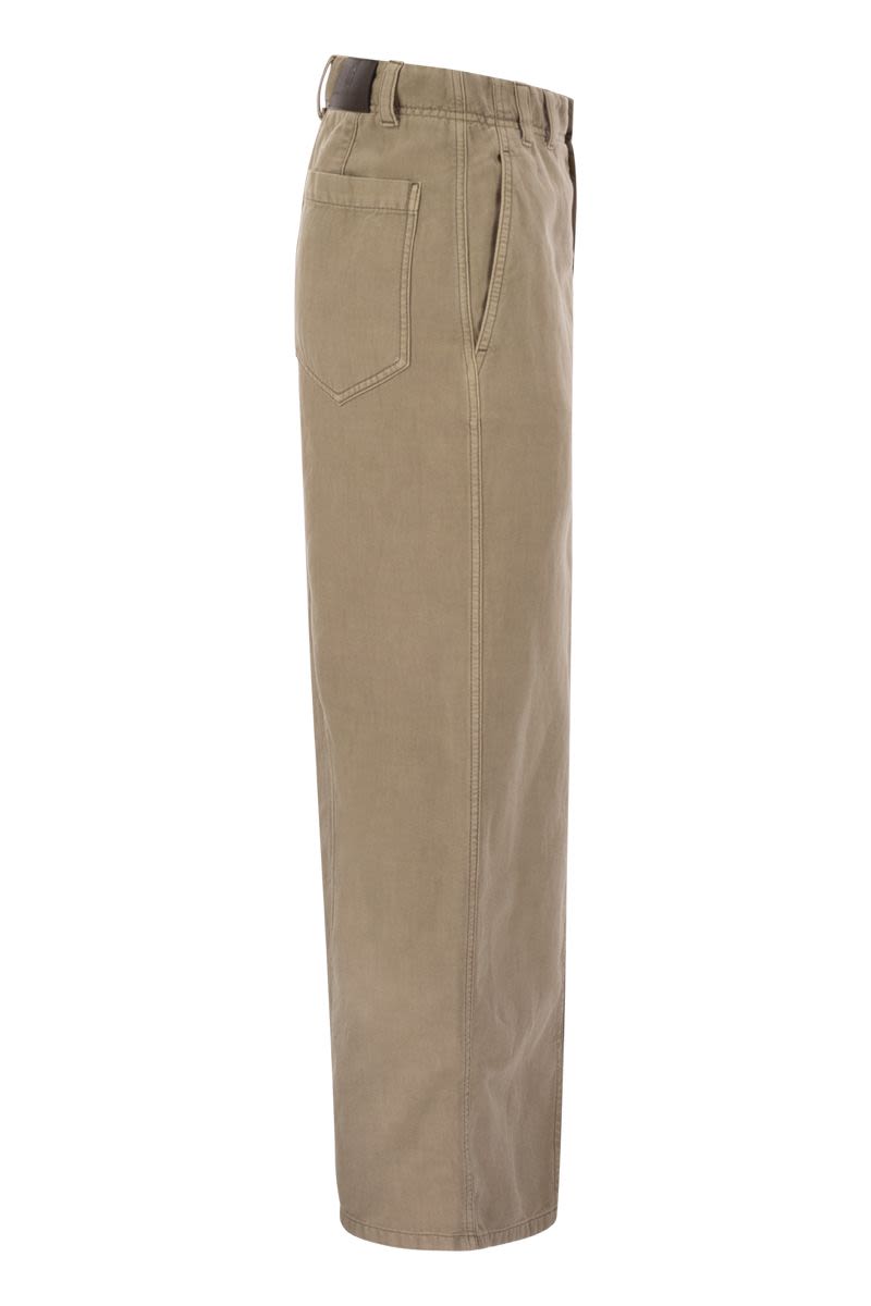 BRUNELLO CUCINELLI Chino Skirt with Garment-Dyed Cotton-Linen Blend