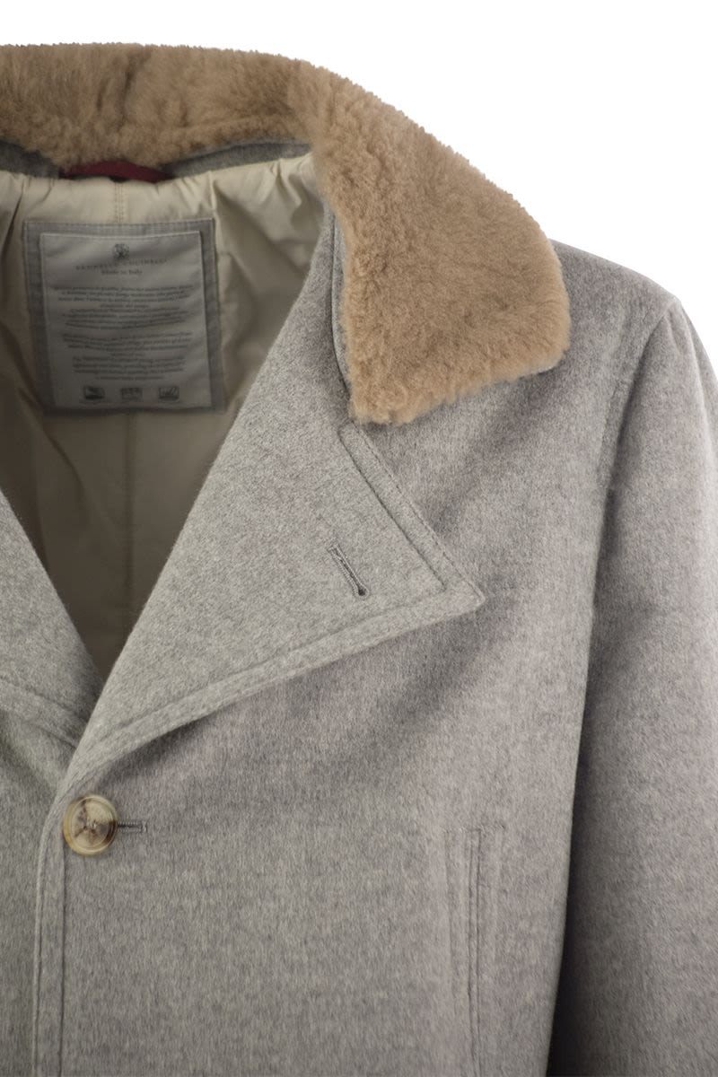 BRUNELLO CUCINELLI Luxurious Cashmere Jacket with Shearling Collar