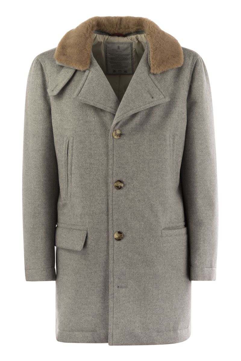 BRUNELLO CUCINELLI Luxurious Cashmere Jacket with Shearling Collar