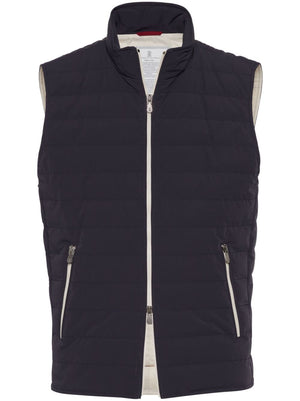 BRUNELLO CUCINELLI Nylon Down Vest with Two-Way Zip - FW24