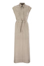 BRUNELLO CUCINELLI Linen Dress with Shiny Collar