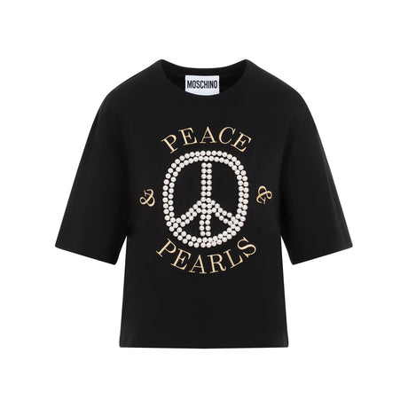 MOSCHINO Elegant Pearl Embellished T-Shirt for Women