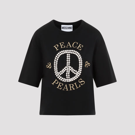 MOSCHINO Elegant Pearl Embellished T-Shirt for Women