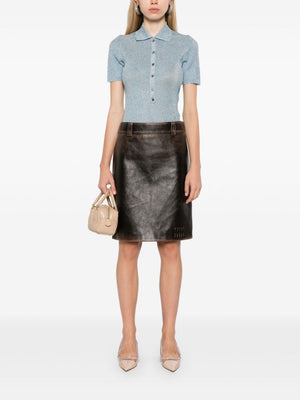 MIU MIU Washed Leather Mini Skirt for Women