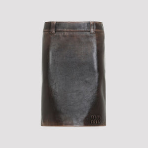 MIU MIU Washed Leather Mini Skirt for Women