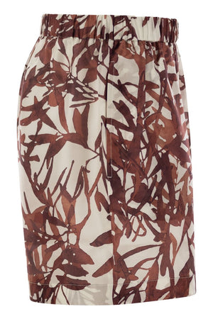 BRUNELLO CUCINELLI Silk Poncé Herbarium Print Mini Shorts