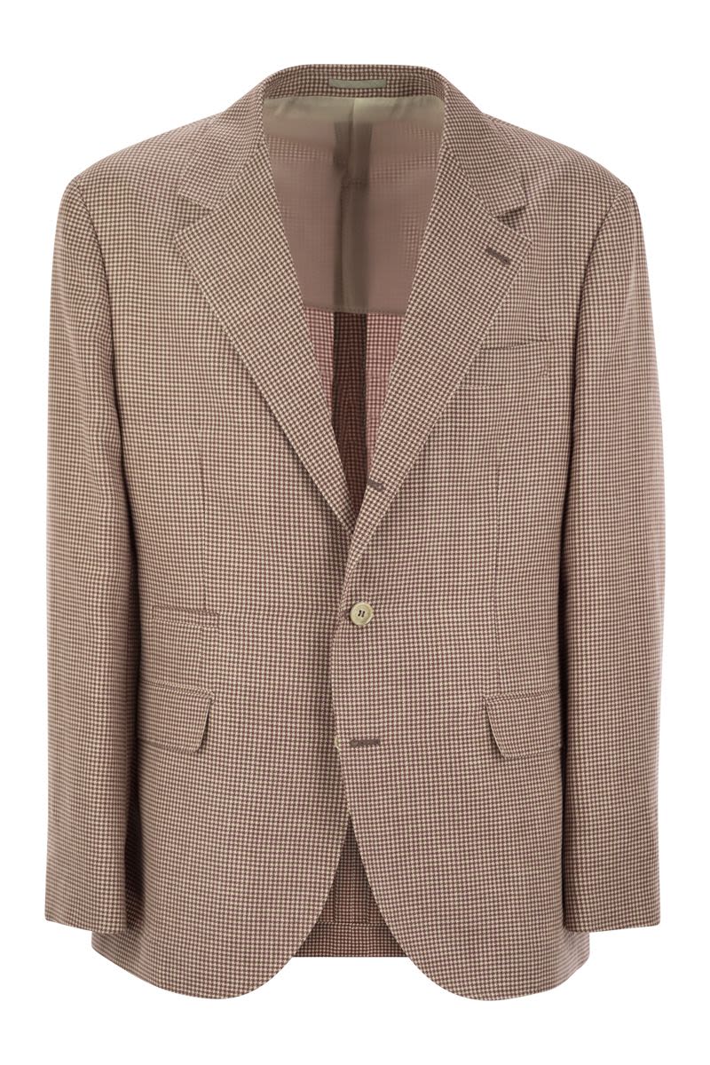 BRUNELLO CUCINELLI Houndstooth Wool, Linen and Silk Deconstructed Jacket - Size MR4827BTD