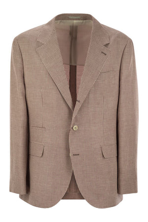 BRUNELLO CUCINELLI Houndstooth Wool, Linen and Silk Deconstructed Jacket - Size MR4827BTD