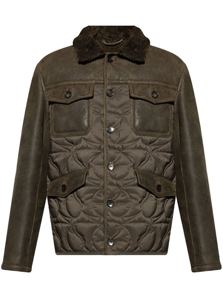 ETRO Men's Quilted Jacket with Faux-Fur Collar and Pockets