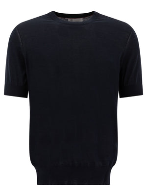 BRUNELLO CUCINELLI Fine Knit T-Shirt with Silver Weft - Men’s Edition