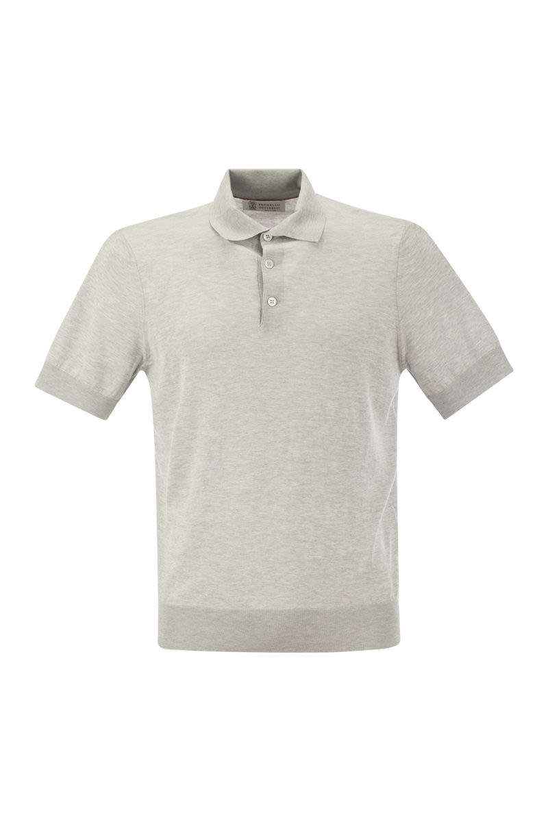 BRUNELLO CUCINELLI Men's Summer Polo Shirt - Light Grey, Lightweight, Short Sleeves, Regular Fit