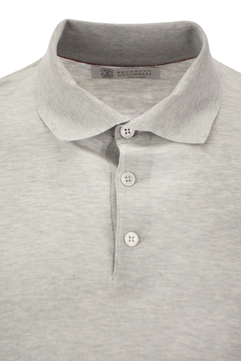 BRUNELLO CUCINELLI Men's Summer Polo Shirt - Light Grey, Lightweight, Short Sleeves, Regular Fit