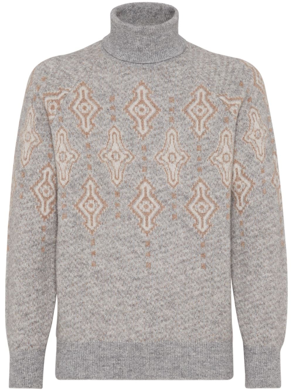 BRUNELLO CUCINELLI Luxe Geometric Turtleneck Sweater in Alpaca Blend