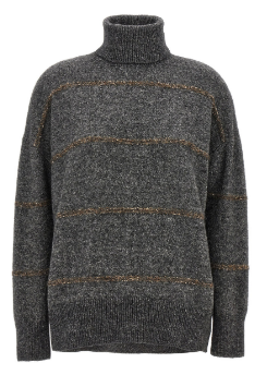 BRUNELLO CUCINELLI Sequin Embellished Dark Grey Sweater for Women - FW24