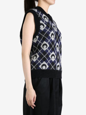 MARINE SERRE V-Neck Sleeveless Knit with Patch Detail