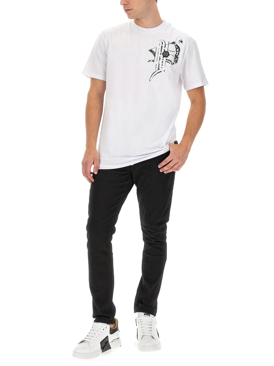 PHILIPP PLEIN Regular Fit Logo T-Shirt - Size L