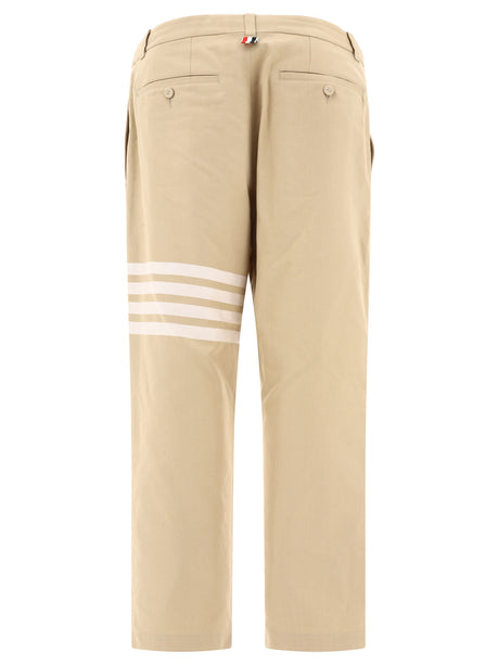 THOM BROWNE Men's Beige 4-Bar Trousers for SS24