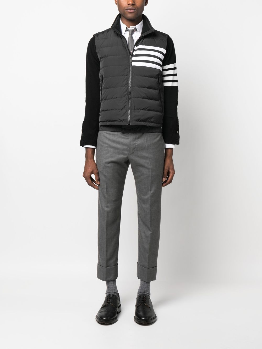 THOM BROWNE Men's Tricolor Field Vest with Internal Suspenders and Elasticated Hemline