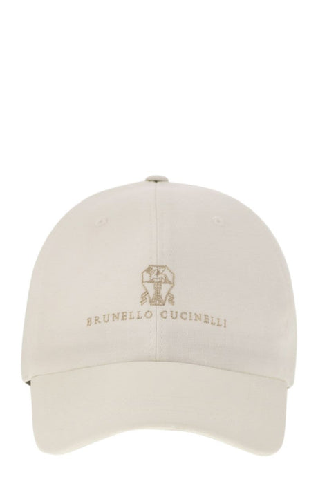 BRUNELLO CUCINELLI Diagonal Linen, Wool and Silk Baseball Cap with Embroidered Logo