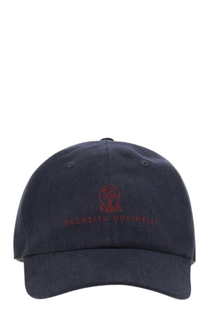 BRUNELLO CUCINELLI Diagonal Linen, Wool and Silk Baseball Cap with Embroidered Logo