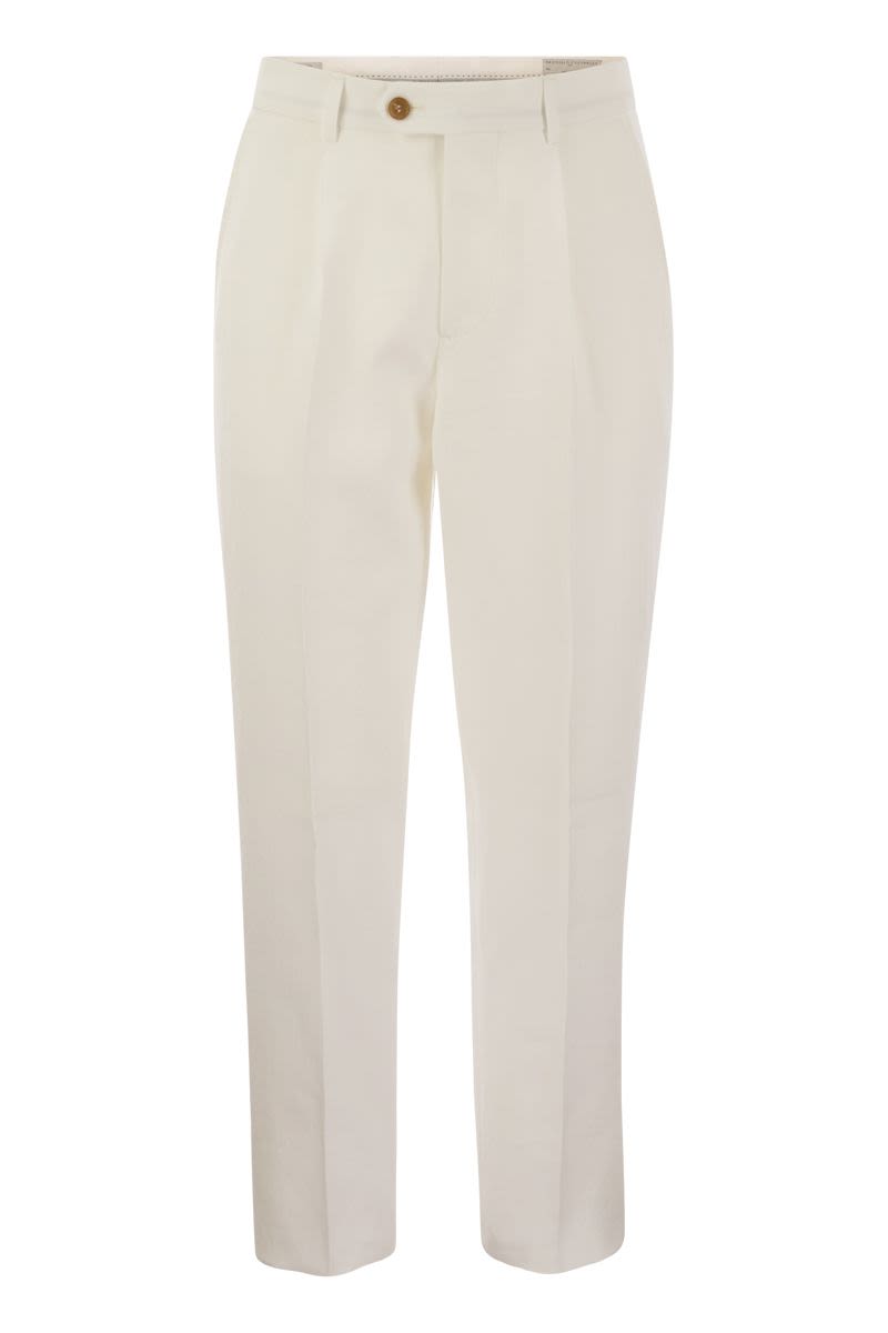 BRUNELLO CUCINELLI Leisure Fit Linen Trousers with Darts