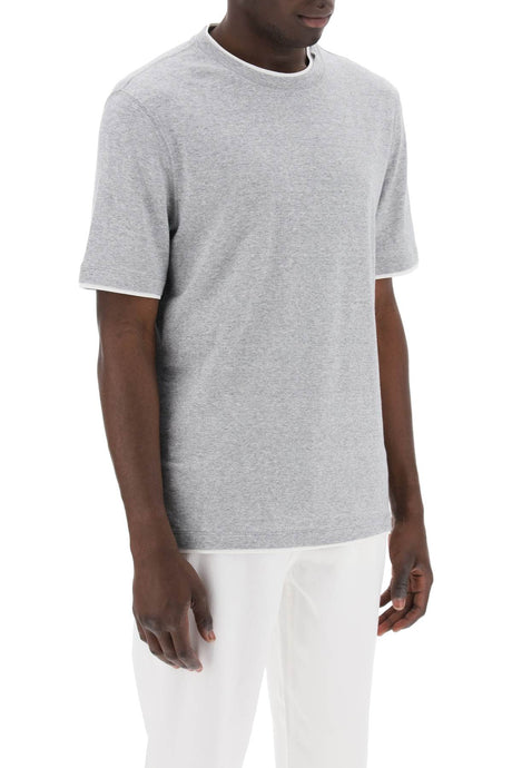 BRUNELLO CUCINELLI Men's Layered-Effect Beige T-Shirt - SS24 Collection