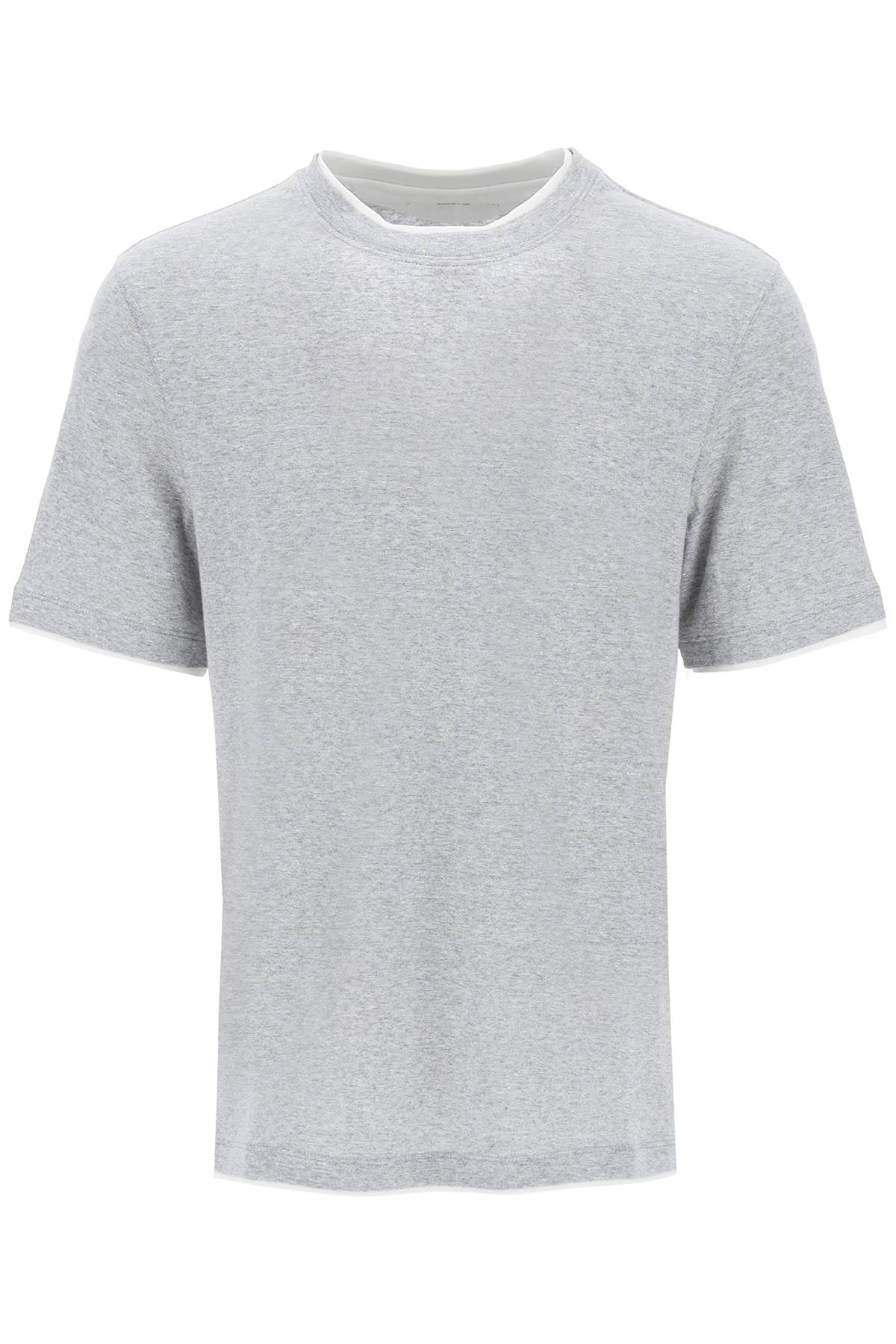 BRUNELLO CUCINELLI Men's Layered-Effect Beige T-Shirt - SS24 Collection