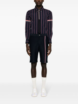 THOM BROWNE Classic Cotton Striped Shirt with Tricolor Detailing