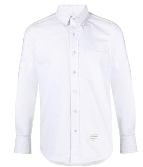 THOM BROWNE Classic Cotton Button-Down Shirt with Logo Patch for Men