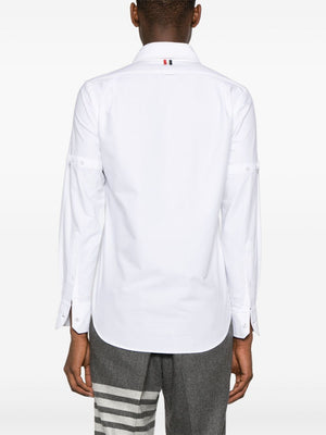 THOM BROWNE Classic Cotton Button-Down Shirt with Logo Patch for Men