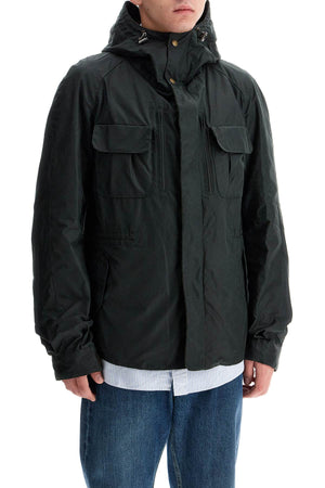 BARBOUR Men's Waxed Finish Raincoat with Hooded Design