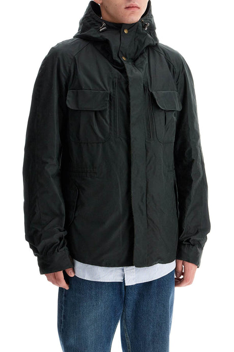 BARBOUR Men's Waxed Finish Raincoat with Hooded Design