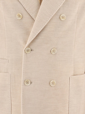 BRUNELLO CUCINELLI Deconstructed Double-Breasted Corduroy Blazer - Regular Fit