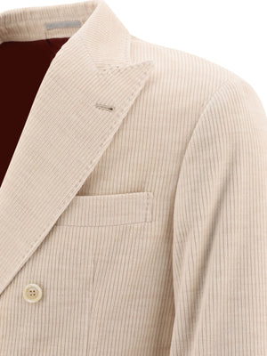 BRUNELLO CUCINELLI Deconstructed Double-Breasted Corduroy Blazer - Regular Fit