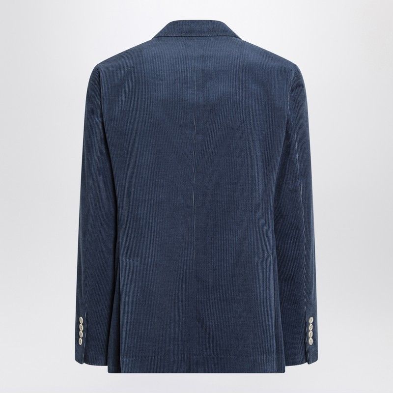 BRUNELLO CUCINELLI Classic Blue Corduroy Jacket for Men - FW24