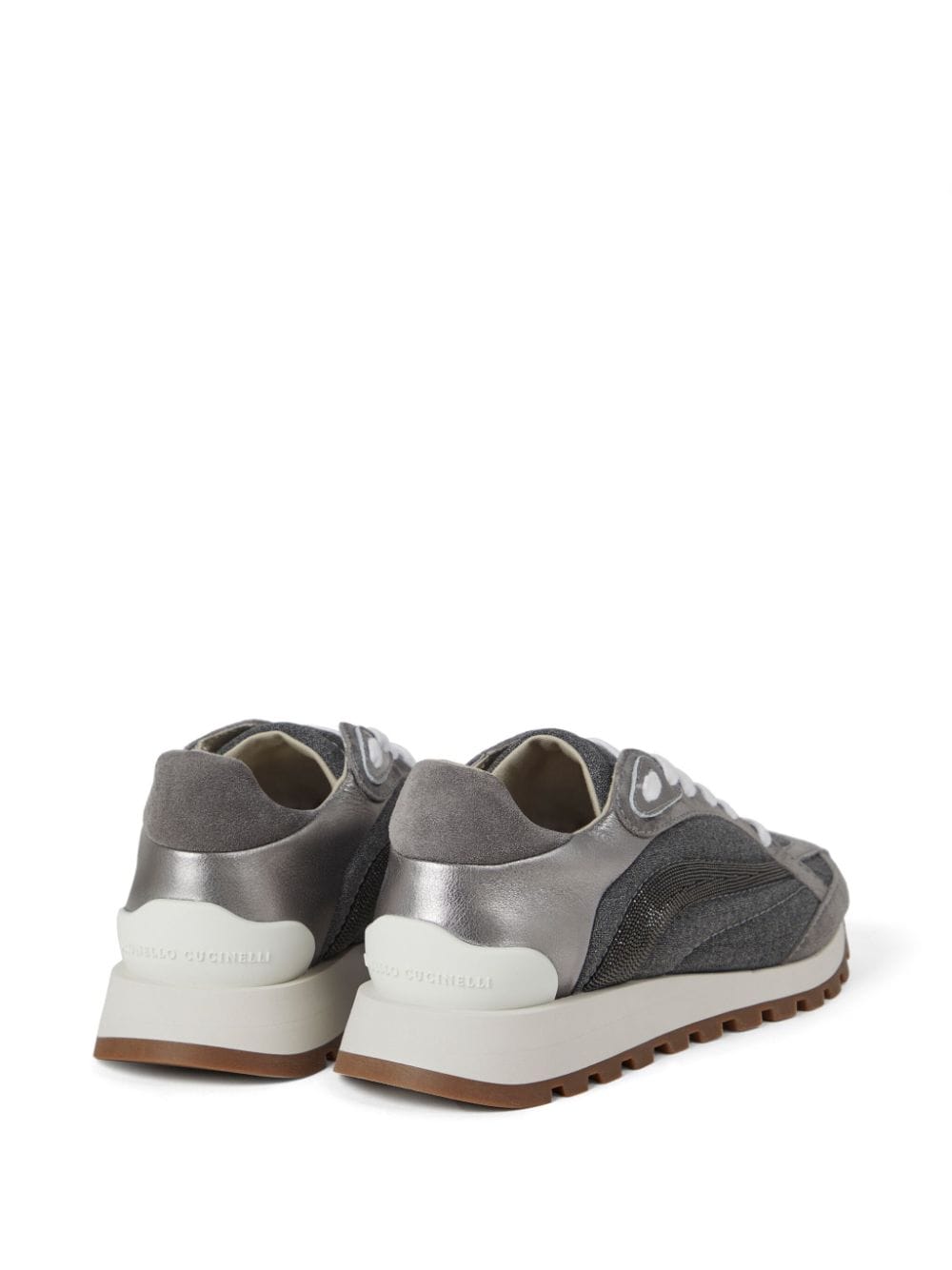 BRUNELLO CUCINELLI Chic Medium Grey Sneakers with Monili Chain Detailing