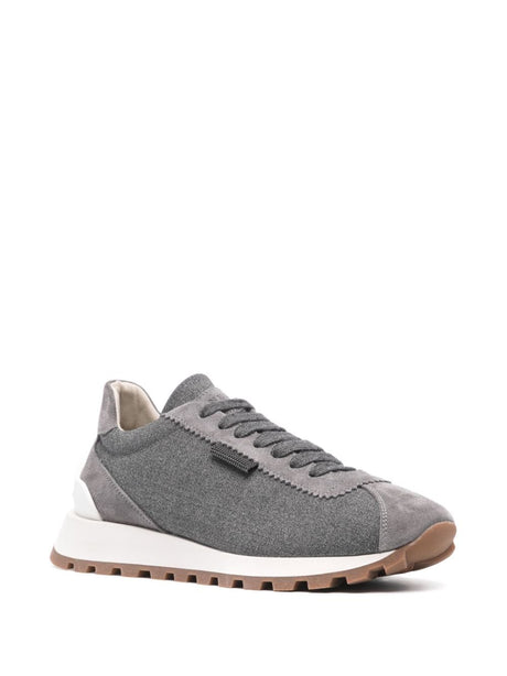 BRUNELLO CUCINELLI Medium Grey Wool Panelled Sneaker for Women