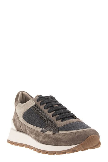 BRUNELLO CUCINELLI Embellished Mini Leather Sneaker