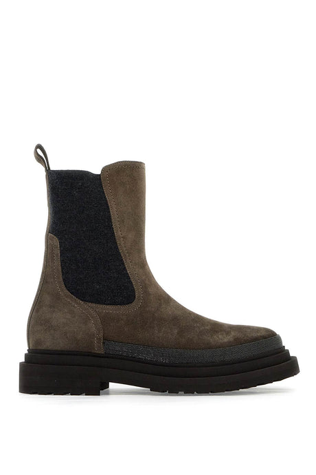 BRUNELLO CUCINELLI Elegant Leather Suede Boots with Signature Detail