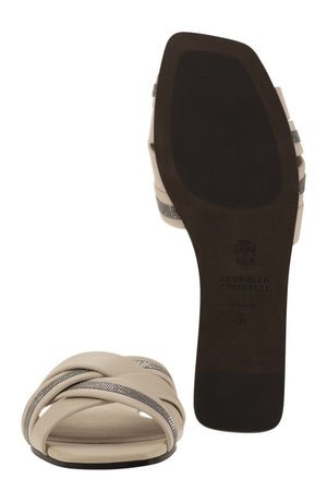 BRUNELLO CUCINELLI Women's Brown Leather Sandals - SS24 Collection