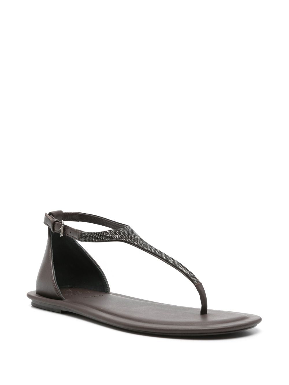 BRUNELLO CUCINELLI Leather Thong Sandals with Buckle Strap for Women