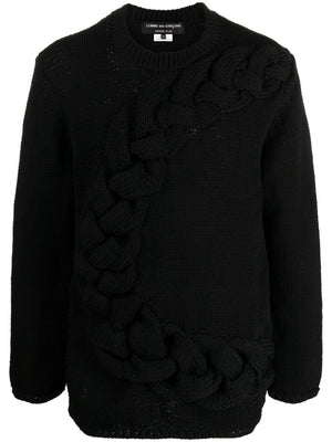 HOMME PLISSE Chunky Cable-Knit Crewneck Sweater for Men - Fall/Winter 2025