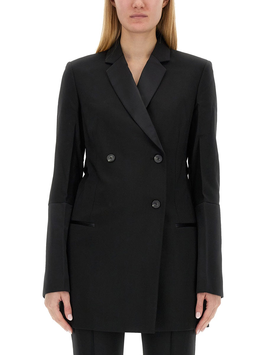 HELMUT LANG Double-Breasted Tuxedo Blazer - Size 2