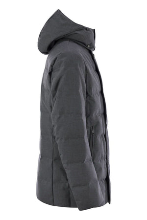 FAY Men's Classic Double-Breasted Down Jacket with Hood