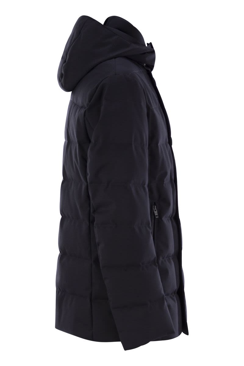 FAY Men's Classic Double-Breasted Down Jacket with Hood